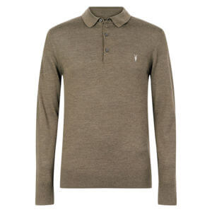 AllSaints Mode Merino Long Sleeve Polo Shirt